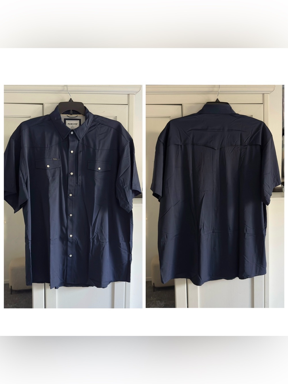 Poncho The Del Mar Short Sleeve Shirt in Navy Men's Size XXL Regular Fit